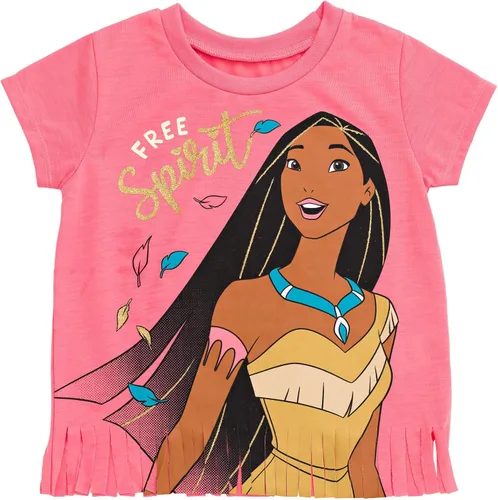 Vista 2 de Disney Frozen Moana Princess Tiana - Conjunto de camiseta floral y pantalones cortos de rizo francés para niños pequeños y grandes