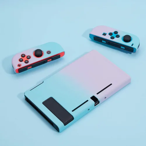 Vista 5 de MYCHEER Funda compatible con Nintendo Switch, material de PC Macaron sólido esmerilado cubierta protectora accesorio creativo, anti-caída separable