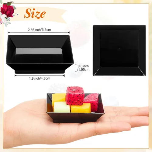 Vista 3 de 200 Piezas Platos Cuadrados Mini para Postre de 2.5 x 2.5 Pulgadas Platos Desechables para Aperitivos Platos Pequeños de Plástico Transparente
