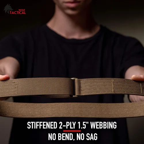 Vista 3 de WOLF TACTICAL Heavy Duty Simple EDC Belt - Stiffened 2-Ply 1.5” Nylon Gun Belt for Concealed Carry, Holsters, Pouches