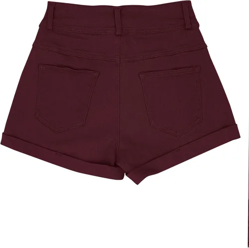 Vista 5 de Pantalones cortos de mezclilla casuales de cintura alta con bolsillos para mujer