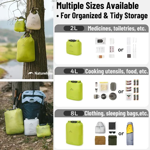 Vista 2 de windhike Naturehike - Bolsas secas ultraligeras con válvula de aire al vacío, bolsa impermeable enrollable para almacenamiento de compresión
