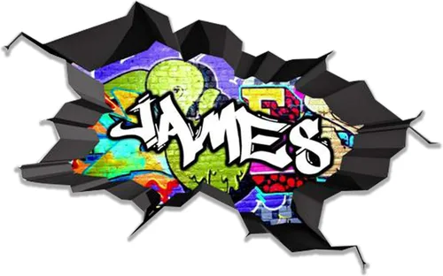 Vista 23 de Calcomanía de pared con nombre personalizado, graffiti 3D Arte personalizado vinilo decorativo adhesivo Removible Despegar y pegar Borde