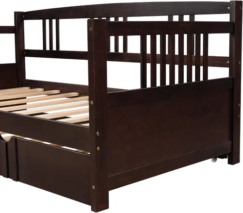 Vista 8 de Harper & Bright Designs Marco de sofá cama de madera de tamaño individual con nido, para niños y adolescentes. No necesita somier, muebles