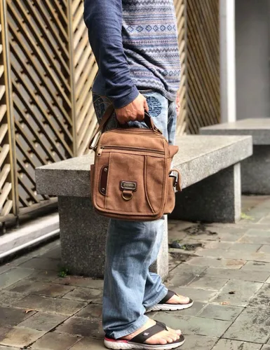 Vista 2 de Sunsomen Bolso de mano para hombre, bolso de hombro pequeño de lona, bolso de mensajero, bolsa de viaje, bolsa de trabajo para hombre