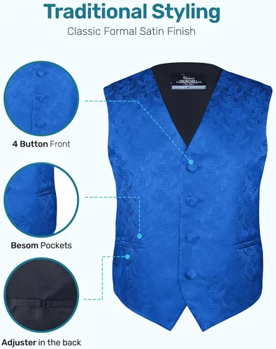Vista 4 de S.H. Churchill & Co. Conjunto formal de chaleco y corbata de cachemira de 4 piezas para niños