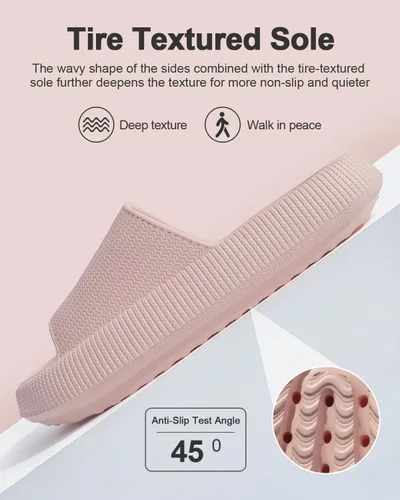 Vista 3 de SUMMERJOY Sandalias de nube para mujeres y hombres, pantuflas suaves de nube, sandalias de burbujas negras de masaje, fáciles de limpiar, suela