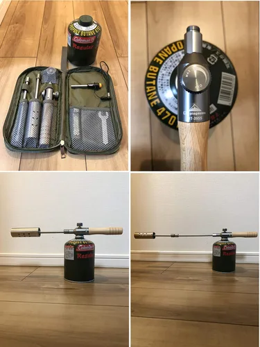 Vista 7 de Campingmoon - Antorcha para parrilla de campamento con cabezal de combustible doble, llama ajustable para principiantes de carbón con estuche