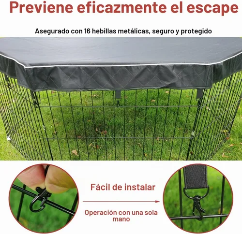 Vista 3 de Cubierta para Corralito de Perros a Prueba de Sol/Lluvia, Proporciona Sombra y Seguridad para Interior y Exterior, Cubierta de Corralito para Perros