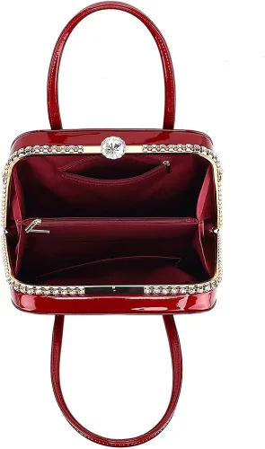 Vista 9 de Style Strategy - Bolsos de charol para mujer asa superior con cierre de beso bolsos cruzados para mujer