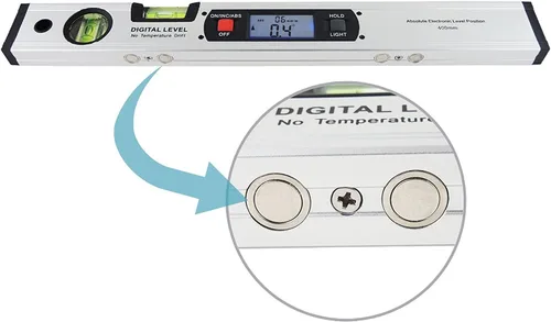 Vista 7 de Medidor de ángulo de nivel de alcohol Imán vertical Inclinómetro de 360°, nivel de espíritu, herramienta de regla digital para manitas, medición