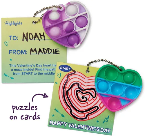 Vista 6 de Highlights for Children Pop-It Tarjetas de San Valentín para intercambio de aula para niños, paquete de 24 tarjetas de rompecabezas para el día