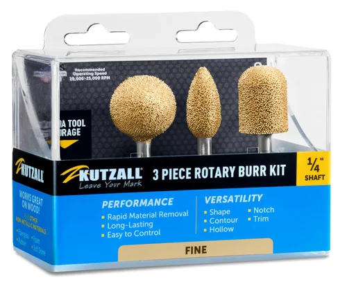 Vista 8 de Kutzall Kit de fresas rotativas de 3 piezas, eje de 1⁄4 pulgadas, grueso, brocas de tallado de madera para Bosch, DeWalt, Milwaukee Tools - Carburo