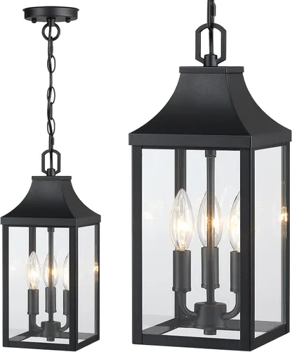 Vista 10 de Lámpara colgante grande de 15.5 pulgadas para exteriores, 3 luces, del atardecer al amanecer, lámpara colgante para exteriores, lámpara colgante