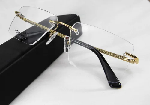 Vista 3 de Circleperson Rimless Pure Titanium Gafas marco cuadrado Peso ligero