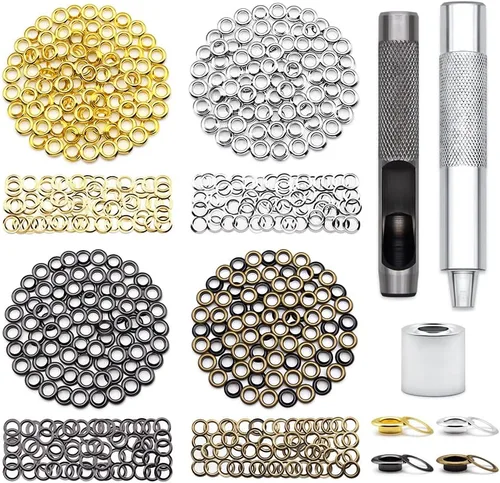 Vista 8 de SEMINI 800 Sets 4 Colors 6mm Grommet Eyelet Kit with Install Tool Kit