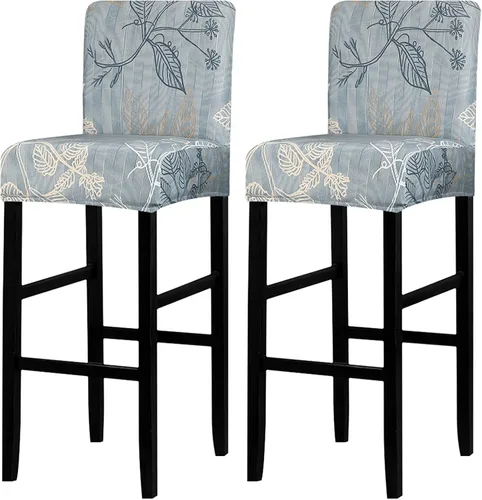 Vista 34 de Lellen Juego de 2 fundas para taburetes de bar, fundas jacquard para taburetes de bar, fundas deslizables elásticas para taburetes de bar