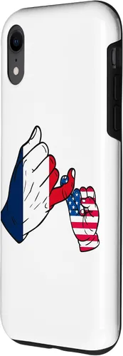 Vista 2 de iPhone XR Parent and child France USA family Case