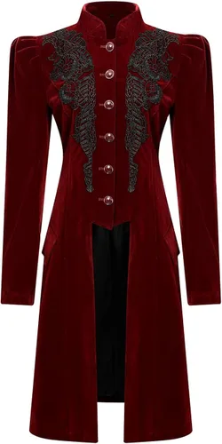 Vista 2 de SUPLEAP Chaqueta victoriana steampunk vintage renacentista para mujer, estilo gótico, uniforme