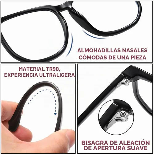 Vista 5 de SHEEN KELLY TR90 Oversized Blue Light Blocking Glasses Men Women Square Computer Eyewear Nerd Black Large Clear Lens 01 Negro