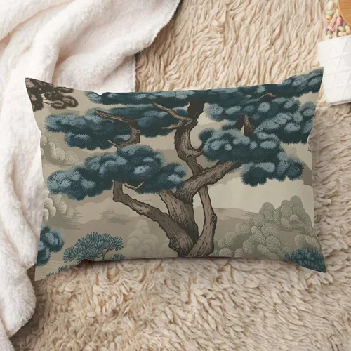Vista 37 de ArogGeld Funda de cojín lumbar asiática de estilo chinoiserie, de lino marrón, pájaro y flor, funda de almohada asiática para sala de estar, A-6