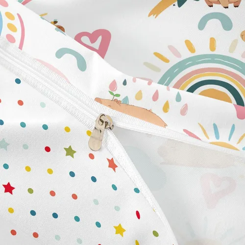 Vista 6 de Erosebridal Capybara - Juego de funda de edredón para dormitorio, 2 piezas, diseño de arco iris, tamaño individual, para niñas, funda de edredón
