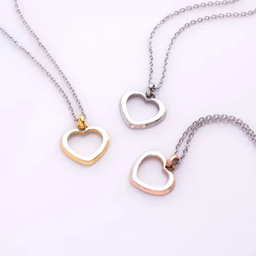Vista 6 de 555Jewelry Collar con colgante romántico de corazón pequeño de acero inoxidable para mujer