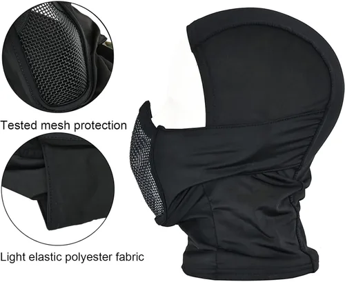 Vista 3 de Pasamontañas Airsoft de malla estilo ninja con protección completa para la boca, máscara de paintball Airsoft, máscara de malla metálica impermeable