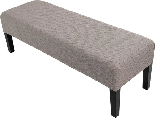 Vista 11 de SearchI Funda elástica para banco de comedor, lavable y duradera, fundas de asiento rectangulares para comedor, sala de estar, cocina (rejilla beige)