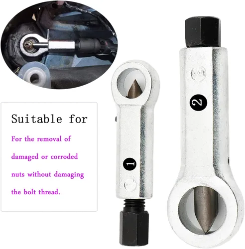 Vista 4 de Grieta divisora de tuercas de metal, herramienta divisora de tuercas de metal resistente, 4 piezas extractor manual de tuercas de presión