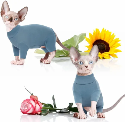 Vista 7 de ROZKITCH Suéter XS para Gato, Suéteres Suaves y Transpirables Solo para Sphynx, Abrigo con Cuatro Patas, Suéter Cálido Camiseta Pijama Mono Chaleco