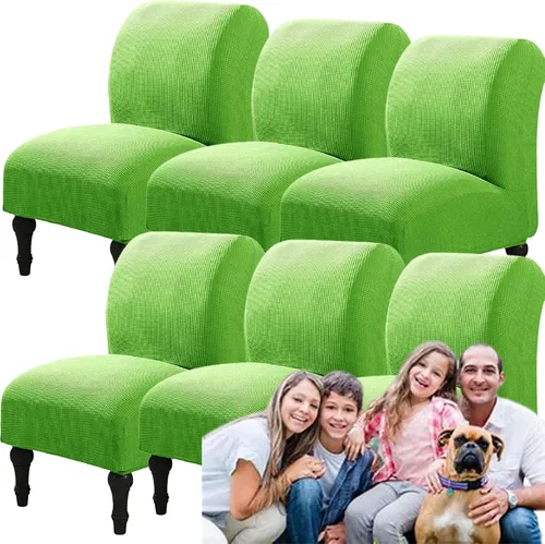 Vista 52 de Fundas elásticas para silla sin brazos, extraíbles y lavables, de elastano jacquard sin reposabrazos, protector de muebles para sala de estar, Verde