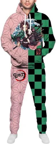 Vista 2 de NHPMRW Conjunto de sudadera con capucha y sudadera de anime para hombre y mujer, estampado 3D
