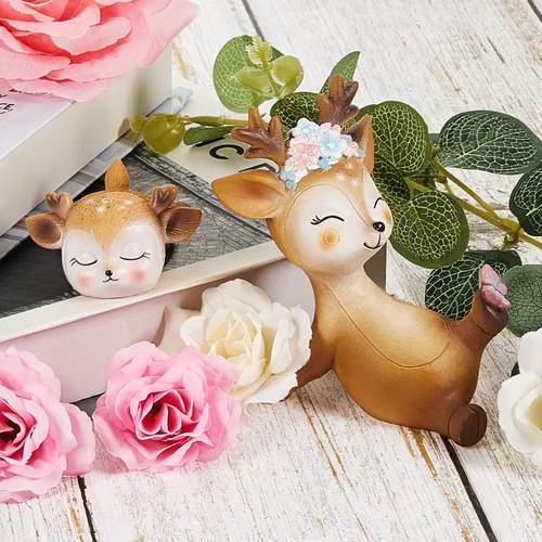 Vista 3 de Taiyin Oh Baby Cake Toppers para baby shower, lindos adornos para tartas de ciervos, flores de animales femeninos, decoración de tartas, pequeñas