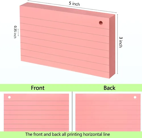 Vista 3 de Tarjetas de índice de 3 x 5, 300 tarjetas de índice rayadas con anillo, tarjetas flash de índice de colores forradas en ambos lados, tarjetas