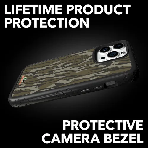 Vista 4 de cellhelmet Mossy Oak Bottomland Camo Funda de doble capa en negro ónix diseñada para iPhone 12 Pro Max a prueba de golpes y caídas, duradera