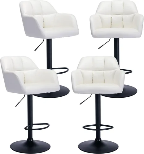 Vista 25 de ROCITY Juego de 2 taburetes de bar de terciopelo con respaldo, silla de bar beige para isla de cocina, taburetes de bar modernos con patas de metal