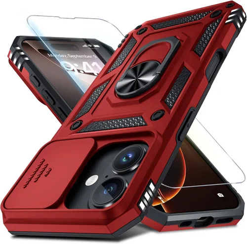 Vista 26 de Janmitta Funda para iPhone 8 Plus/7 Plus/6 Plus, Cubierta de Teléfono con Cubierta Deslizante Integrada para Lente de Cámara + Protector