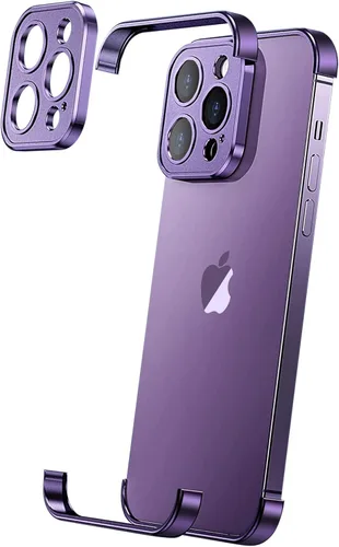 Vista 10 de Losin Funda compatible con iPhone 15 con protector de lente de cámara, metal de aluminio, sin marco, diseño sin bordes, delgada y ligera, a prueba