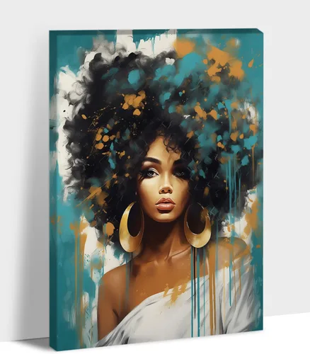 Vista 32 de Arte de pared afroamericano, decoración de rey y reina bailarín negro para sala de estar, arte de pareja de amor negro para dormitorio, lienzo