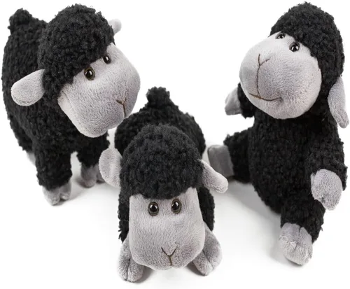 Vista 5 de Peluche de cordero de oveja, suave y lindo juguete de peluche de cordero negro, juguetes de peluche de ovejas para niños, regalos para niños