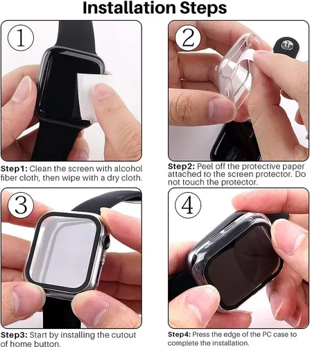 Vista 5 de Paquete de 2 fundas protectoras de pantalla de vidrio templado de 1.496 pulgadas para Apple Watch Series 3, 2, 1, chapada, dura cobertura completa