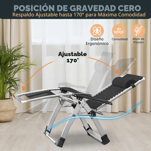 Vista 5 de MOPHOTO Silla de gravedad cero, silla de salón acolchada para exteriores con mesa lateral, silla reclinable de gravedad cero, silla reclinable