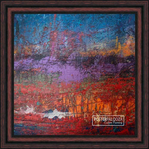 Vista 2 de Poster Palooza 3x3 Inch Traditional Cherry Complete Wood Square Picture Frame with UV Acrylic Plexiglass, Foam Board Backing & Hardware Included