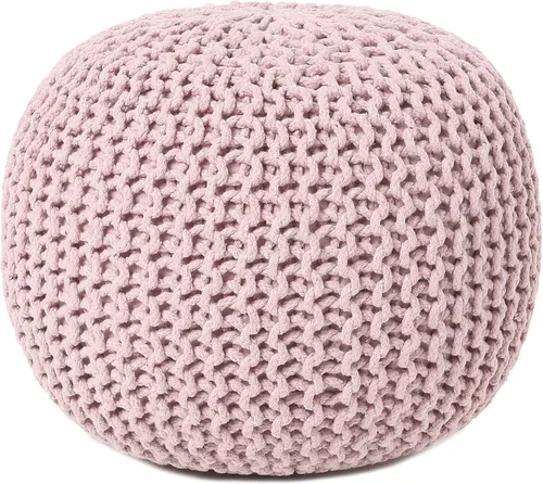 Vista 34 de REDEARTH - Puf otomano con cubierta tejida en puntada de cable 100% Cotton, 19.5"x19.5"x14"; Doubles as Footstool, Foot Rest; Great for Living