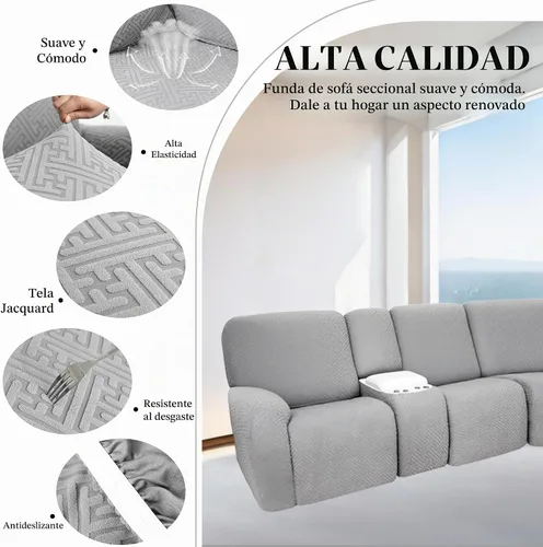 Vista 6 de Fundas de sofá reclinable seccional 100% impermeables para sofá reclinable en forma de L, funda de sofá modular de esquina en forma de L, fundas