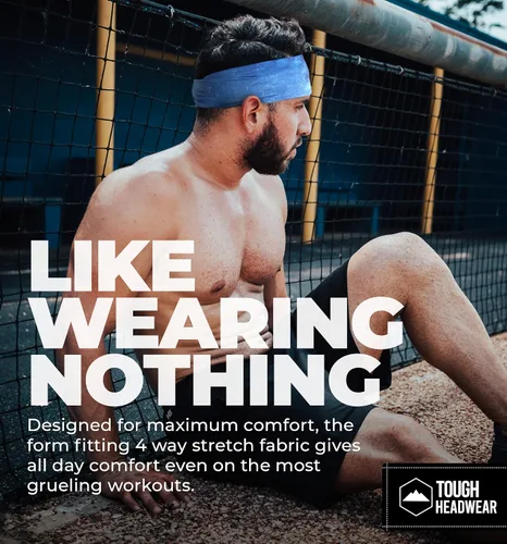 Vista 5 de Tough Headwear - Banda de sudor para hombre, bandas de entrenamiento, banda deportiva para hombre, bandas atléticas para hombre, banda de sudor