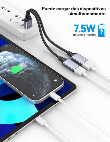 Vista 3 de USBA Y Splitter 1 en 2 salidas, USB macho a 2 hembras Cable para PC, tableta, portátil, MacBook, teclado, PS4, PS5, mouse, FlashDrive, LED, etc.