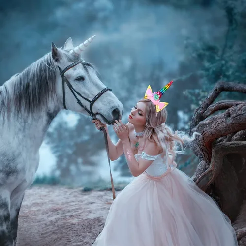 Vista 6 de Juinte 6 juegos de diadema de unicornio de Halloween con purpurina gruesa, suministros de fiesta de disfraces para mujeres y niñas, suministros