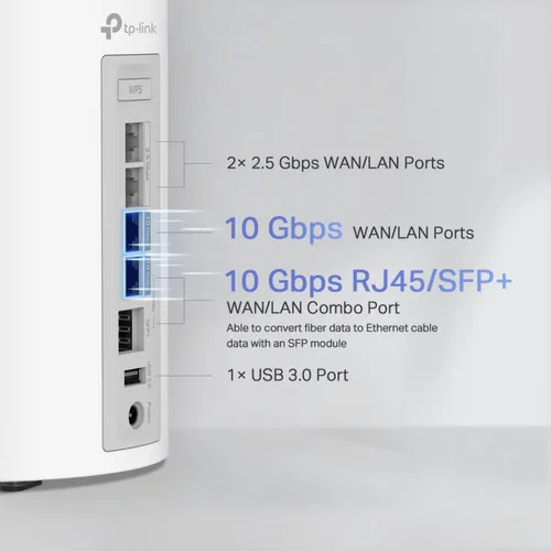 Vista 6 de TP-Link Deco 7 Elite BE85 Tri-Band WiFi 7 BE22000 Sistema de malla para todo el hogar - 2-Stream 22 Gbps, 2 puertos de 10G + 2 puertos de 2.5G
